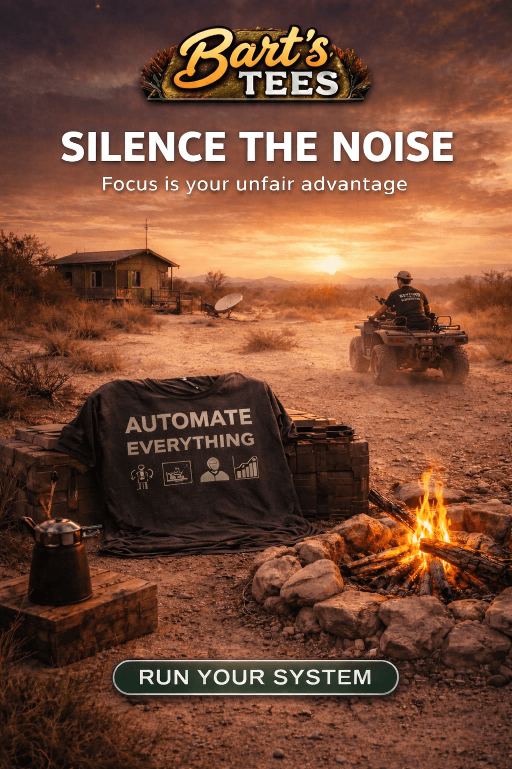 Operators around a campfire at night